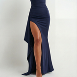 Robe maxi torsadée à épaules dénudées – Coupe décontractée, soirée, formelle pour femme