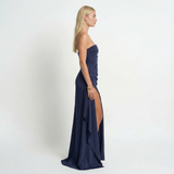 Robe maxi torsadée à épaules dénudées – Coupe décontractée, soirée, formelle pour femme