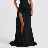 Robe maxi torsadée à épaules dénudées – Coupe décontractée, soirée, formelle pour femme