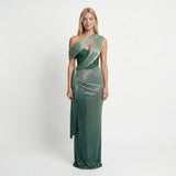 Robe maxi en satin à une épaule – Coupe moulante, détail drapé, soirée formelle